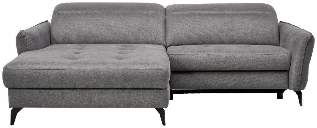 Ecksofa inkl. Funktionen MANTA Anthrazit Flachgewebe  - Anthrazit/Schwarz, Design, Textil/Metall (175/246cm) - Celina