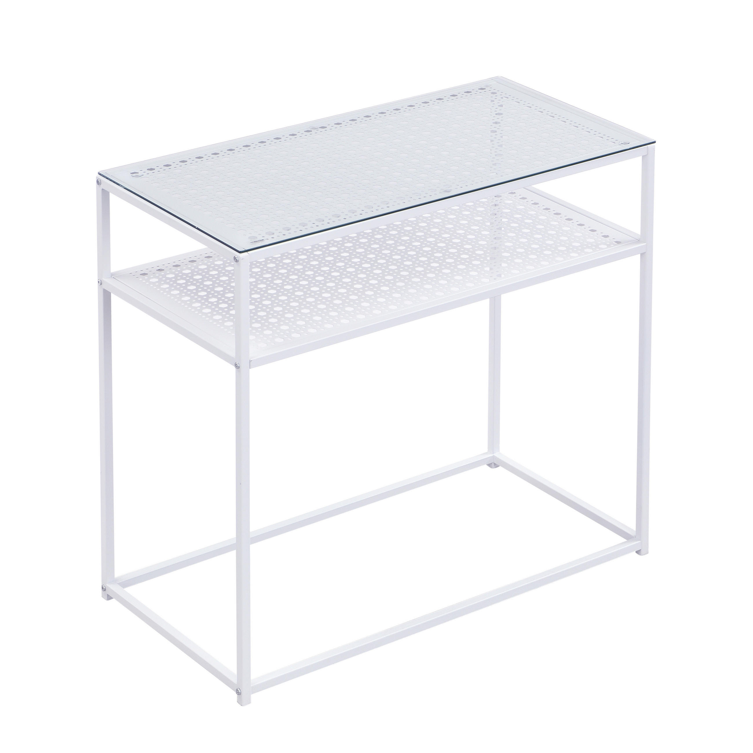 Masă Tip Consolă din sticlă, 80/40/77 cm    - alb, Design, sticlă/metal (80/40/77cm) - MID.YOU