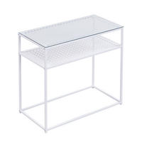 Masă Tip Consolă din sticlă, 80/40/77 cm    - alb, Design, sticlă/metal (80/40/77cm) - MID.YOU