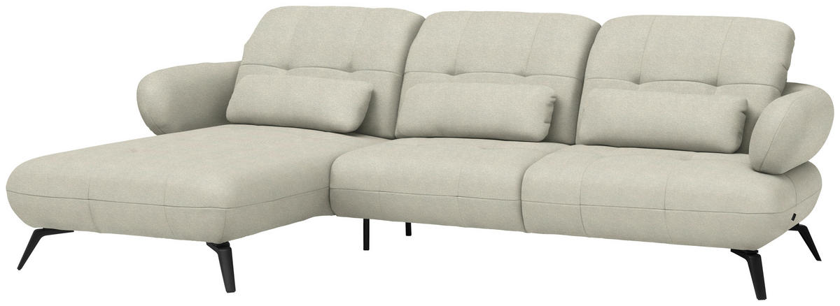 ECKSOFA Flachgewebe Sandfarben  - Sandfarben/Schwarz, Modern, Textil/Metall (180/282cm) - Novel
