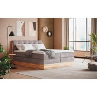 BOXSPRING KREVET 180/200 cm     bež  - bež/crna, Prirodno, tekstil/drvo (180/200cm)