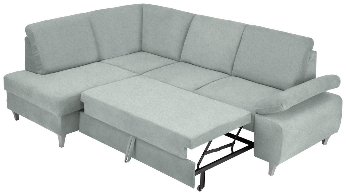 ECKSOFA in Flachgewebe Hellgrau  - Silberfarben/Hellgrau, Konventionell, Holz/Textil (186/255cm) - Cantus