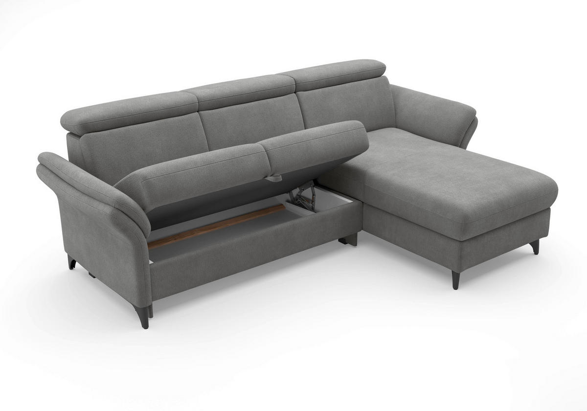 ECKSOFA Flachgewebe Grau  - Schwarz/Grau, Konventionell, Textil/Metall (253/166cm) - Sit & More
