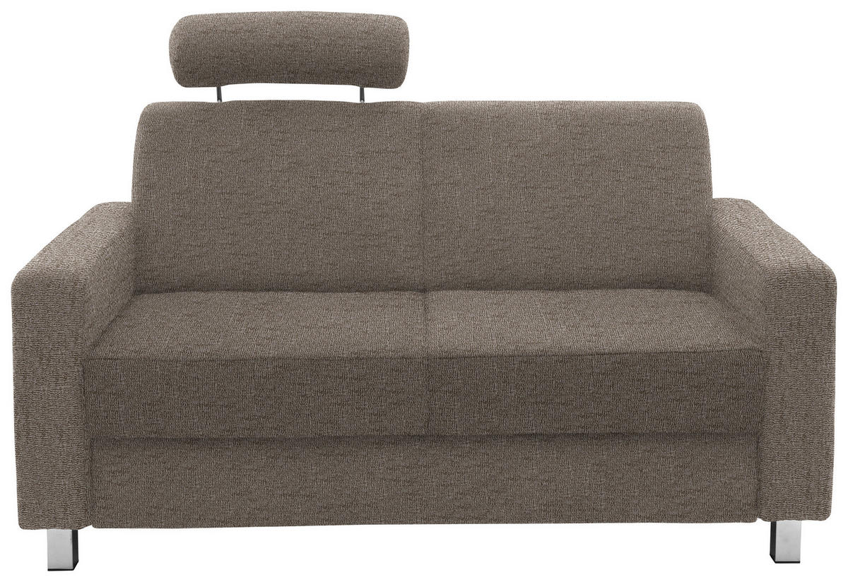 2-SITZER-SOFA in Flachgewebe Hellbraun  - Chromfarben/Hellbraun, Design, Textil/Metall (158/83/85cm) - Xora
