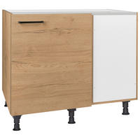 ECKUNTERSCHRANK 125/87/65 cm  - Eichefarben/Schwarz, MODERN, Holzwerkstoff/Metall (125/87/65cm) - Nobilia