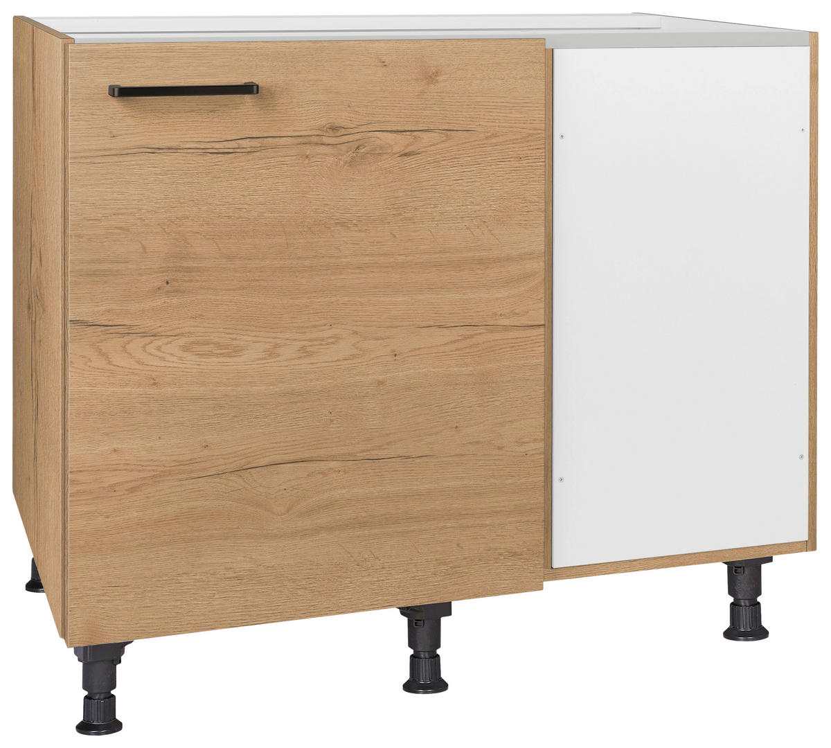 ECKUNTERSCHRANK 125/87/65 cm  - Eichefarben/Schwarz, MODERN, Holzwerkstoff/Metall (125/87/65cm) - Nobilia