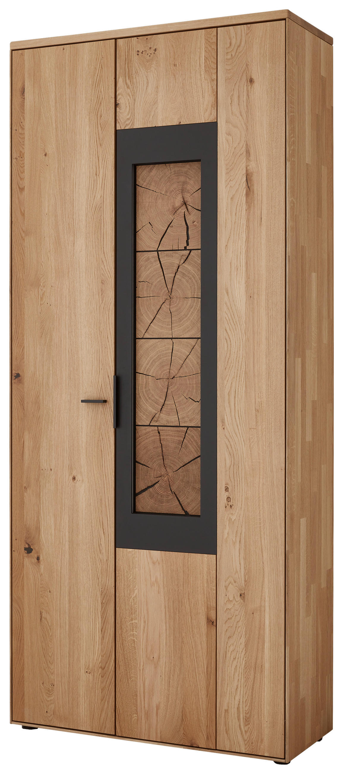 SCHRANK Schwarz, Wildeiche  88,9/205,6/37 cm  - Wildeiche/Schwarz, Design, Holz/Holzwerkstoff (88,9/205,6/37cm) - Valdera