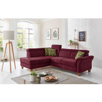 ECKSOFA Bordeaux Mikrofaser Kopfteilverstellung  - Eichefarben/Bordeaux, KONVENTIONELL, Holz/Textil (194/245cm) - Sit & More