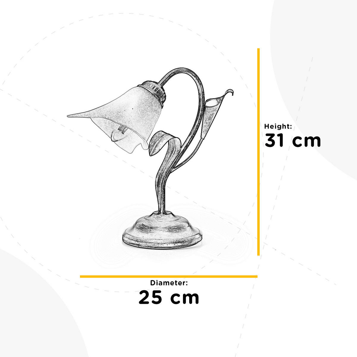 TISCHLEUCHTE 25/31 cm   - Weiß, Natur, Metall (25/31cm)