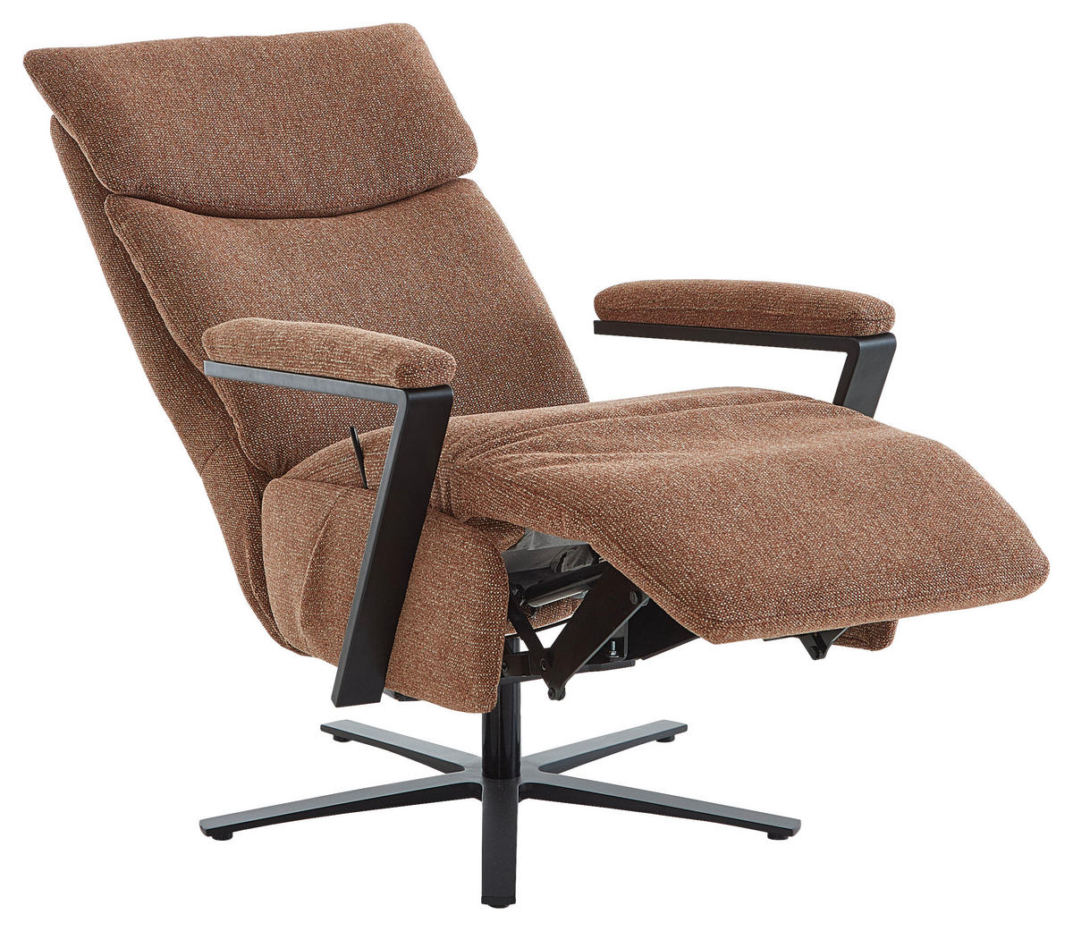 RELAXSESSEL in Textil Kupferfarben  - Schwarz/Kupferfarben, Design, Textil/Metall (68/117/85cm) - Cantus