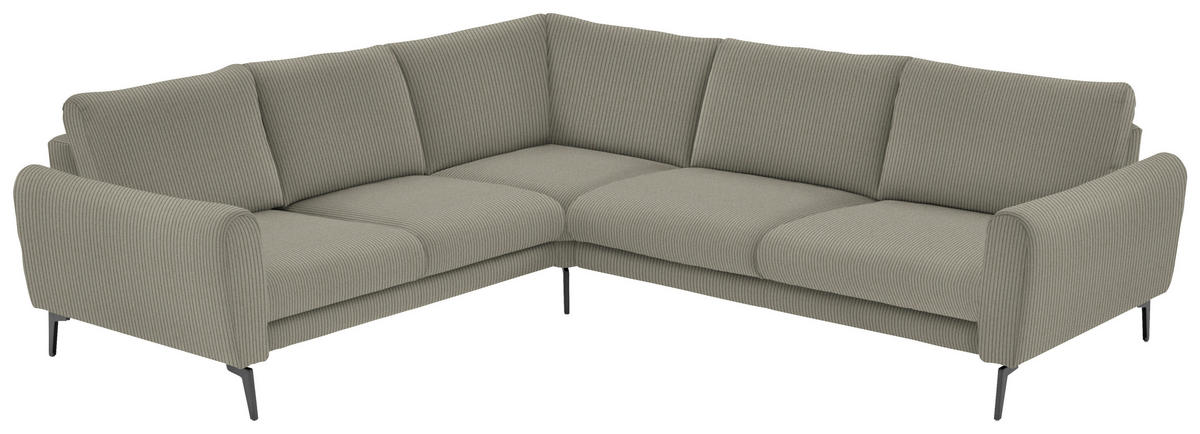 ECKSOFA in Velours, Feincord Taupe  - Taupe/Schwarz, Design, Textil/Metall (254/280cm) - Beldomo Style