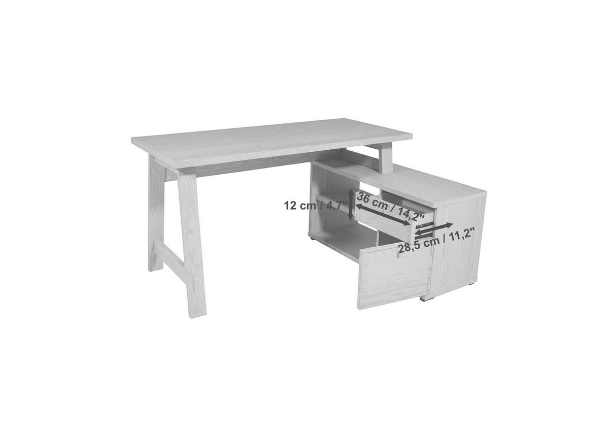 ECKSCHREIBTISCH  Eichefarben Kabeldurchlass, Stauraum, seitenverkehrt montierbar  - Eichefarben/Silberfarben, KONVENTIONELL, Holzwerkstoff/Metall (150/75/105cm) - MID.YOU