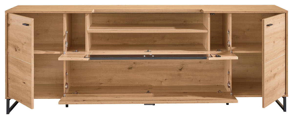 SIDEBOARD  in 228,6/82,9/43,8 cm  - Dunkelgrau/Eiche Artisan, Design, Glas/Holzwerkstoff (228,6/82,9/43,8cm) - SetOne by Musterring