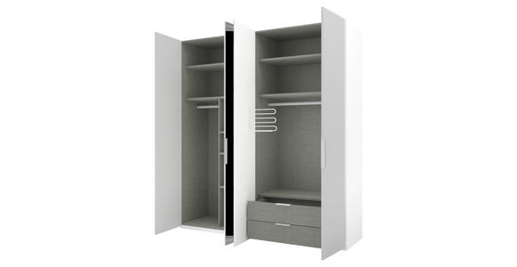 DREHTÜRENSCHRANK 200/223/62 cm 4-türig Grau, Weiß - Alufarben/Weiß, KONVENTIONELL, Glas/Holzwerkstoff (200/223/62cm) - Novel