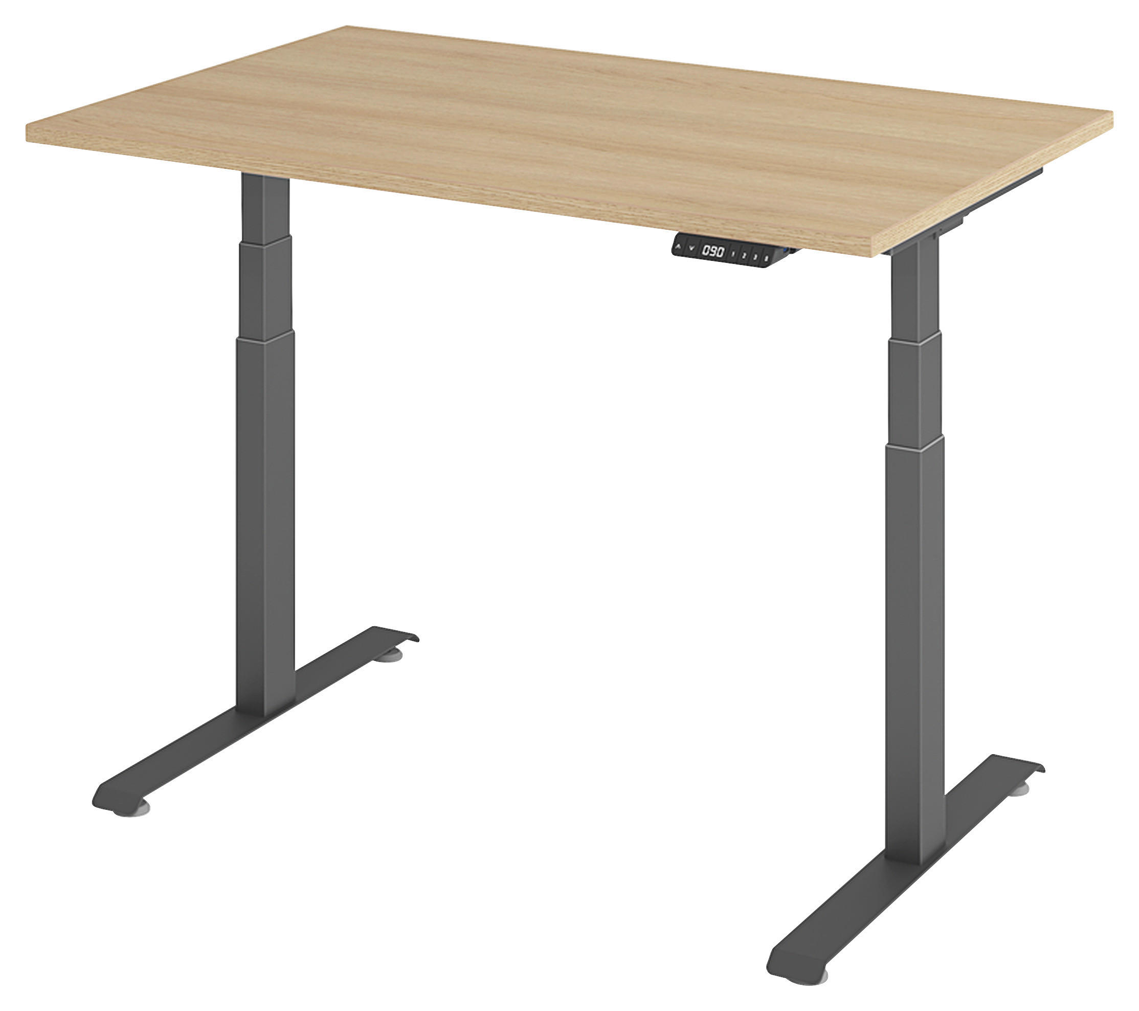 SCHREIBTISCH 120/80/64,5-129,5 cm Graphitfarben, Eichefarben elektrisch höhenverstellbar  - Eichefarben/Graphitfarben, KONVENTIONELL, Holzwerkstoff/Metall (120/80/64,5-129,5cm) - Venda
