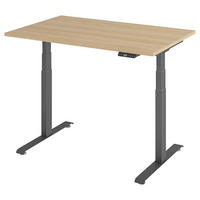 SCHREIBTISCH 140/80/64,5-129,5 cm Graphitfarben, Eichefarben elektrisch höhenverstellbar  - Eichefarben/Graphitfarben, KONVENTIONELL, Holzwerkstoff/Metall (140/80/64,5-129,5cm) - Venda