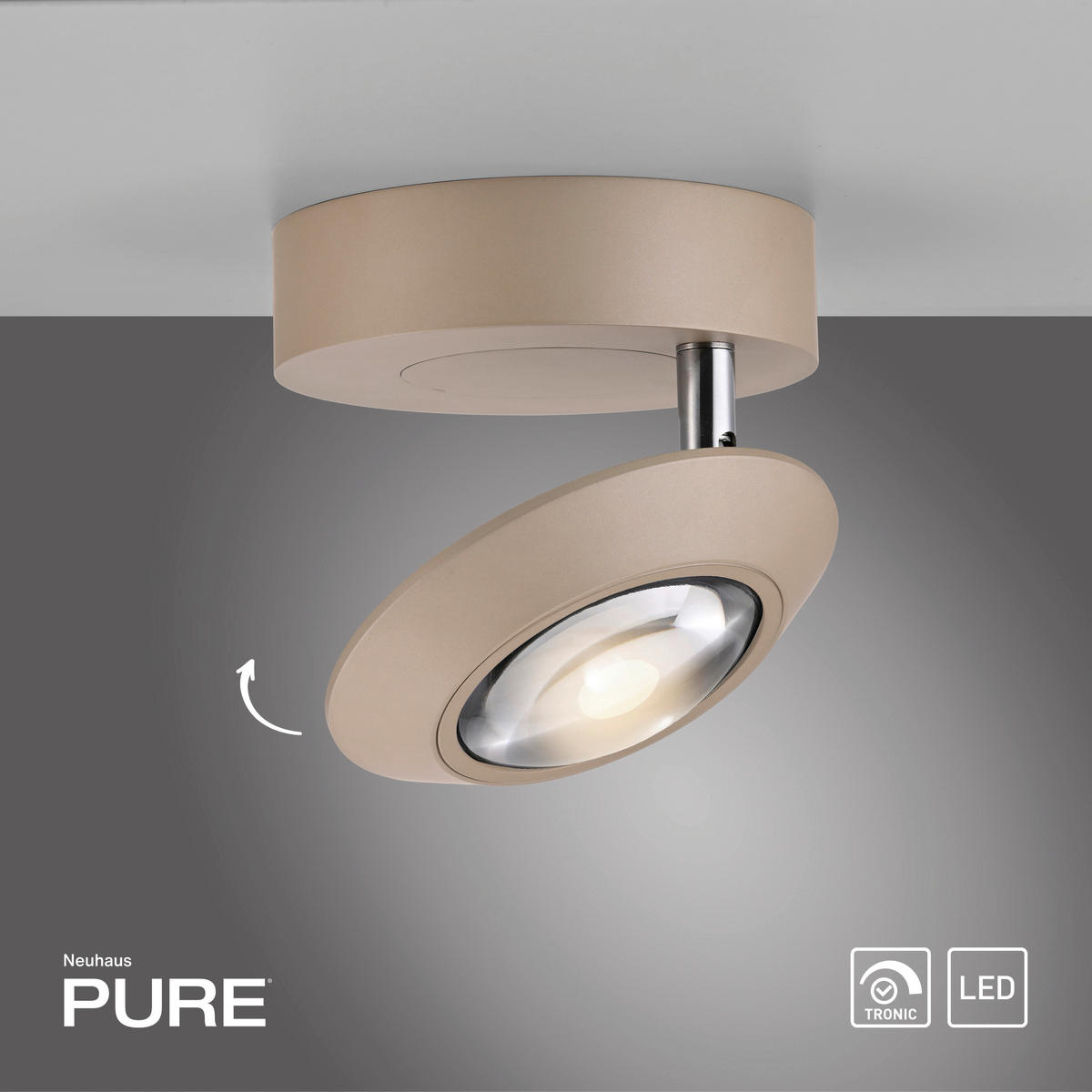 LED-DECKENLEUCHTE Oculis 26/21/20 cm   - Bronzefarben, MODERN, Glas/Kunststoff (26/21/20cm) - Neuhaus PURE