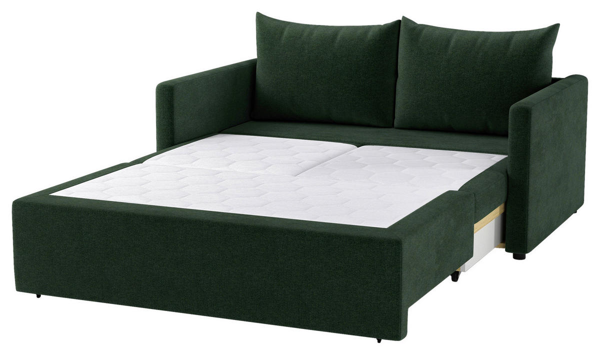 SCHLAFSOFA Flachgewebe Dunkelgrün  - Dunkelgrün/Schwarz, Design, Kunststoff/Textil (152/89/92cm) - MID.YOU