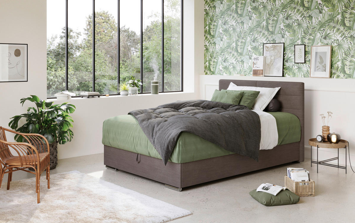 BOXSPRING-ÁGY 140/200 cm  taupe  - króm/taupe, Basics, faalapú anyag/textil (140/200cm) - Carryhome