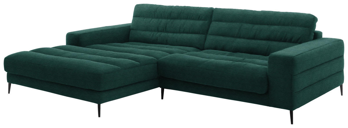 ECKSOFA in Cord Grün  - Schwarz/Grün, Design, Textil/Metall (207/296cm) - Dieter Knoll