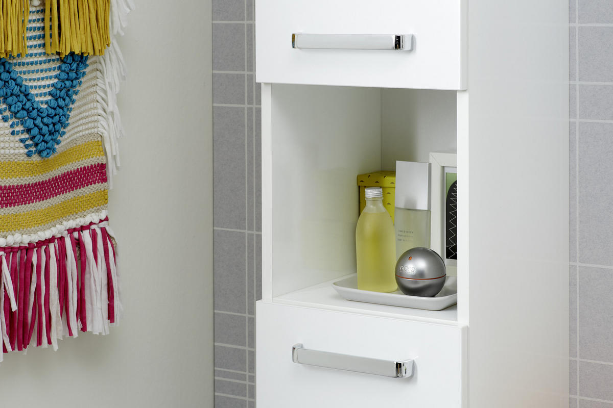BADEZIMMER 3-teilig  in 100 cm  - Chromfarben/Weiß Hochglanz, KONVENTIONELL, Keramik/Holzwerkstoff (100cm) - Xora