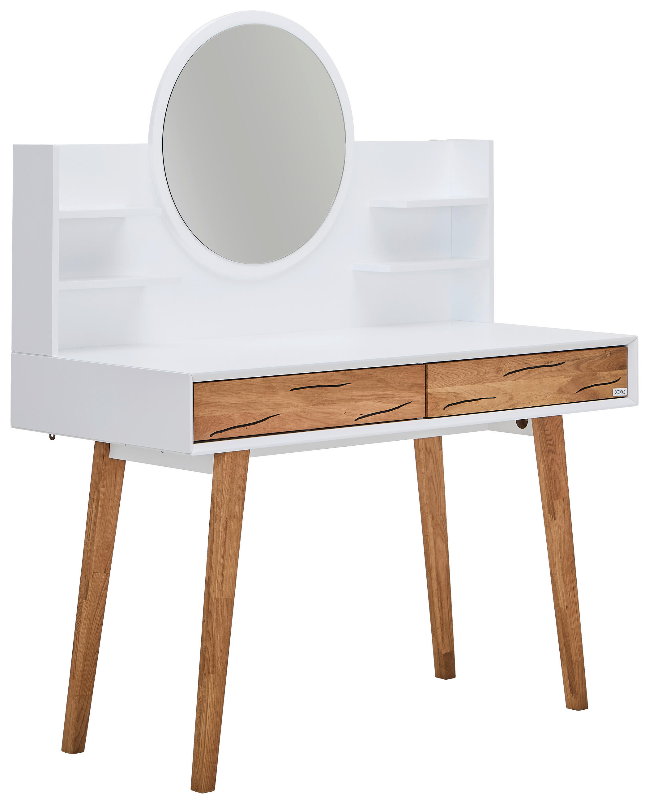 SCHMINKTISCH 120/55/135 cm, Weiß, Eichefarben  - Eichefarben/Weiß, Trend, Glas/Holz (120/55/135cm) - Xora