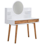 SCHMINKTISCH 120/55/135 cm, Weiß, Eichefarben  - Eichefarben/Weiß, Trend, Glas/Holz (120/55/135cm) - Xora