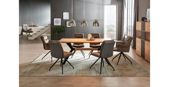 STUHL  in Eisen Lederlook, Mikrofaser Metall, Textil  - Schwarz/Braun, Design, Textil/Metall (46,5/88,5/67cm) - Hom`in