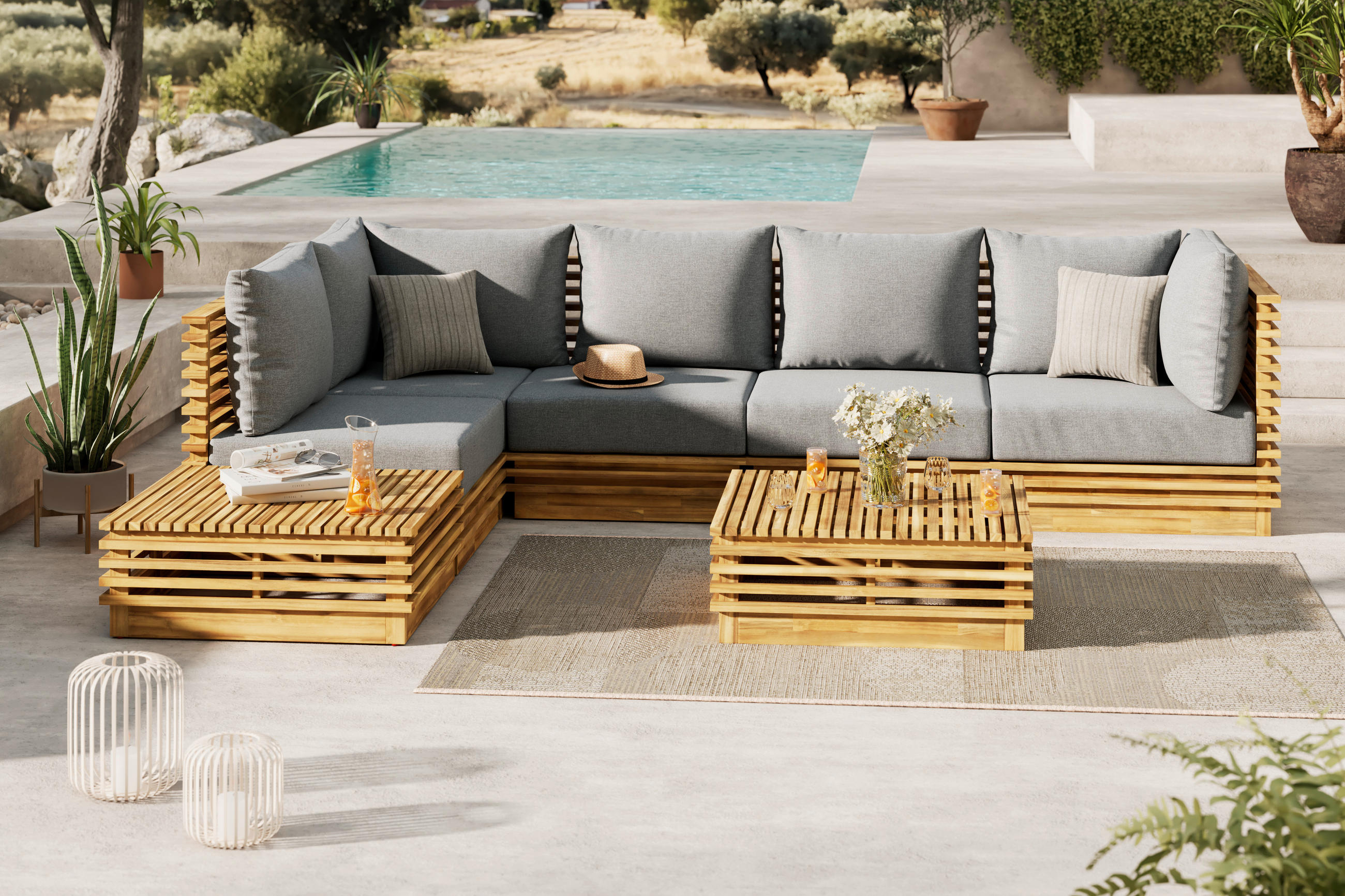 Ambia Garden TERASOVÁ SEDACÍ SOUPRAVA dřevo, plast