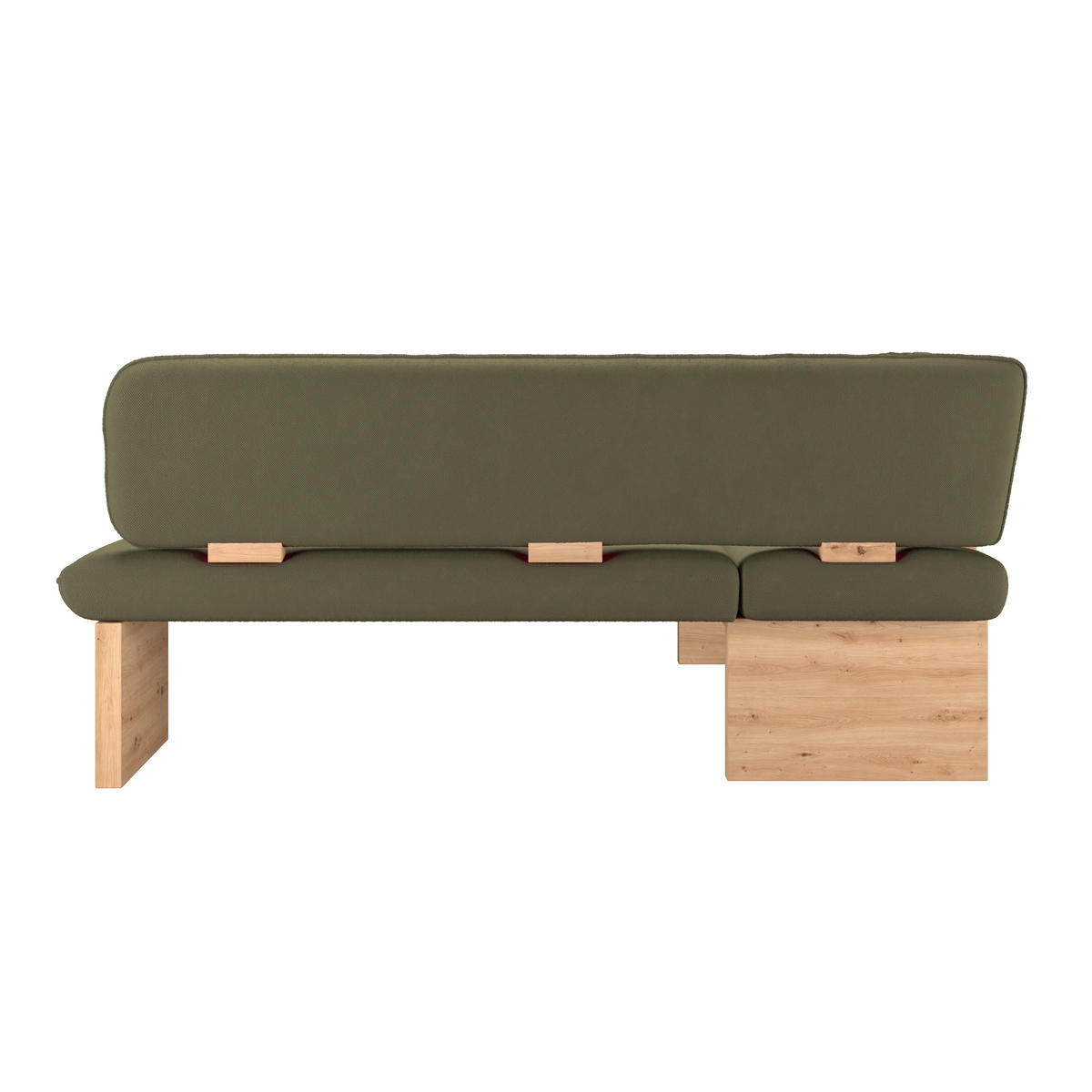 ECKBANK 170/212 cm Webstoff Grün Eiche Sperrholz   - Eichefarben/Grün, KONVENTIONELL, Holz/Textil (170/212cm) - Livetastic