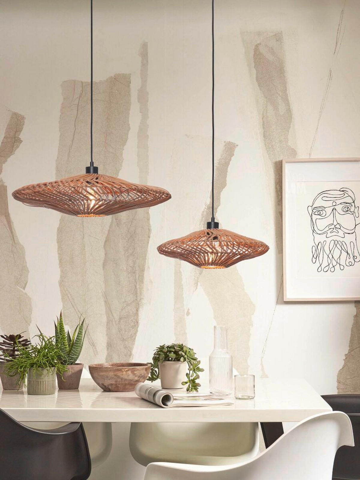 HÄNGLAMPA GOOD&MOJO  40/12 cm  - naturfärgad, Trend, naturmaterial (40/12cm) - Good & Mojo
