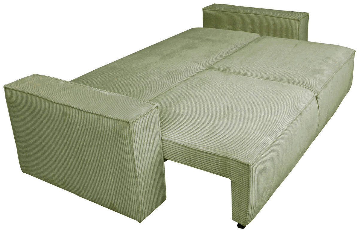 SCHLAFSOFA Cord Olivgrün  - Schwarz/Olivgrün, KONVENTIONELL, Kunststoff/Textil (240/89/100cm) - Carryhome