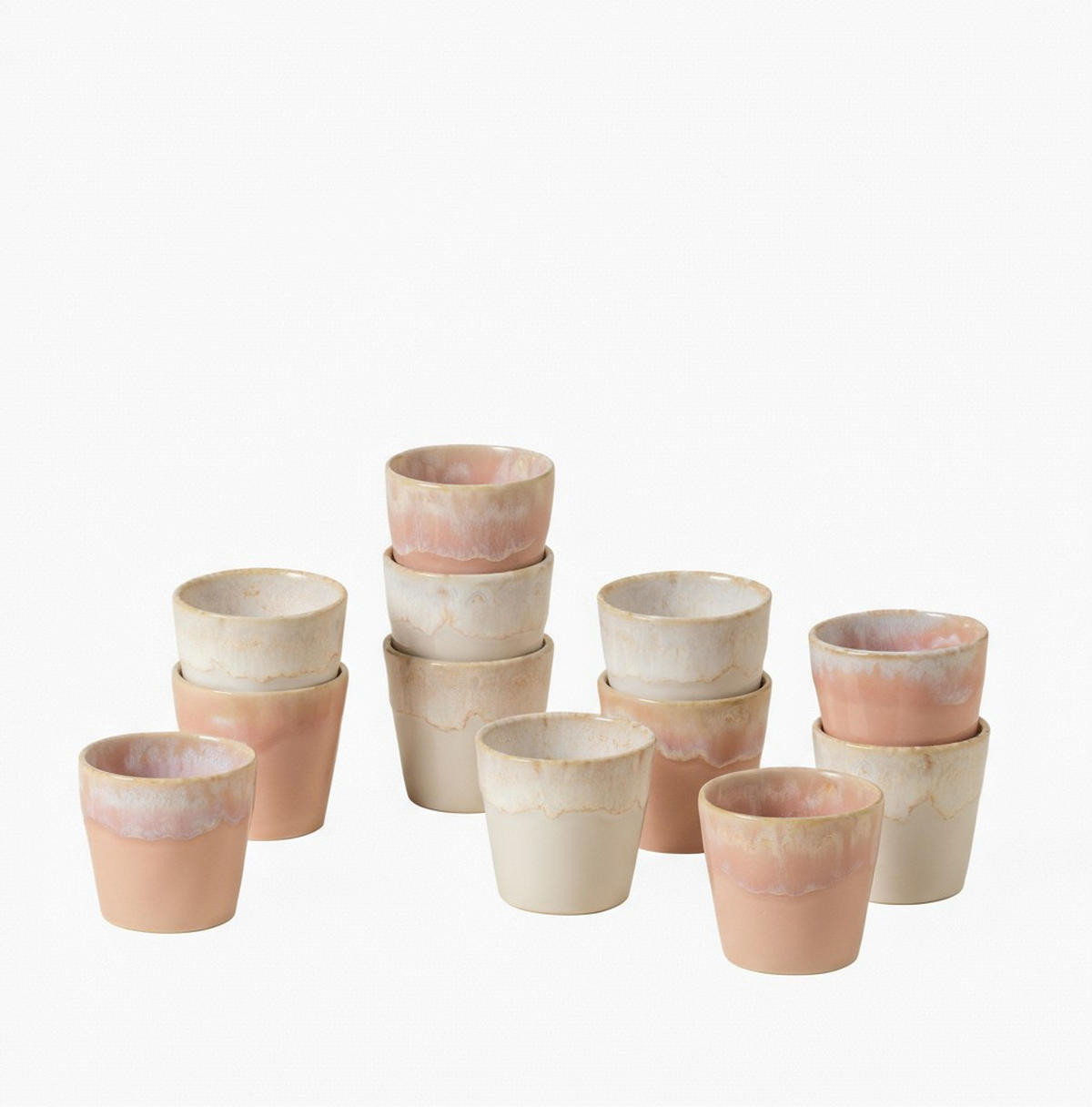 ESPRESSOTASSENSET 80ML GRESPRESSO 12-teilig  - Hellrosa/Weiß Hochglanz, Basics, Keramik - Costa Nova