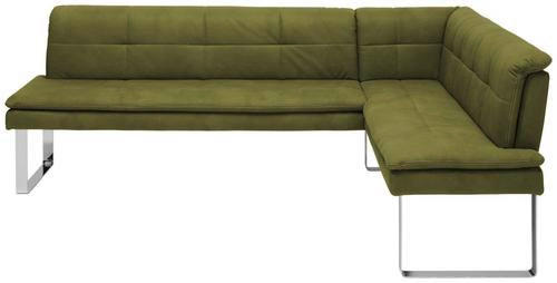 ECKBANK 253/174 cm Mikrofaser Grün, Chromfarben Metall   - Chromfarben/Beige, Design, Textil/Metall (253/174cm) - Novel