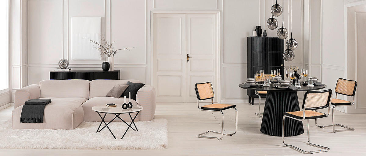 MATBORD i trä, trämaterial 140/140/75 cm   - svart, Modern, trämaterial/trä (140/140/75cm) - home24