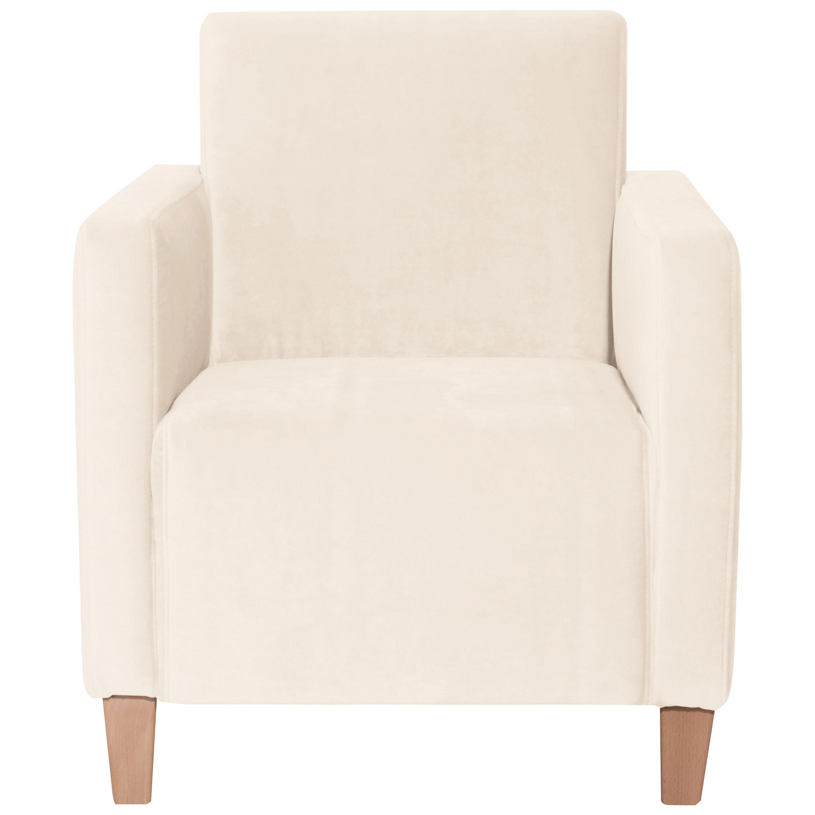 SESSEL in Samt, Velours Creme  - Creme/Naturfarben, Design, Holz/Textil (71/81/70cm) - Max Winzer