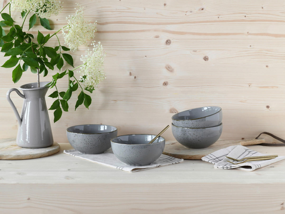 SCHÜSSELSET Nature Collection 4-teilig  - Grau, Design, Keramik - Creatable