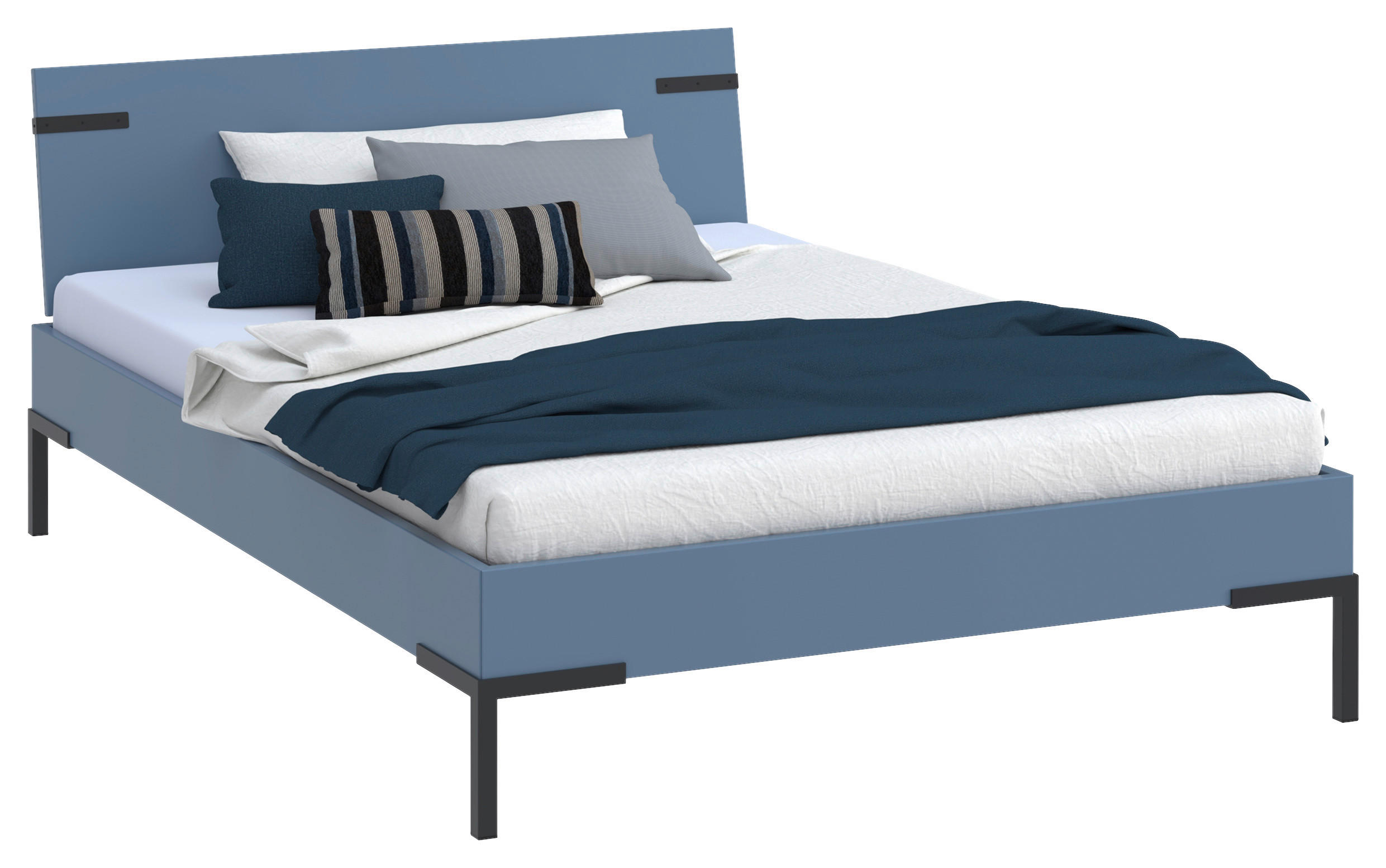BETT 140/200 cm  in Blau  - Blau/Schwarz, Design, Holzwerkstoff/Metall (140/200cm) - Xora