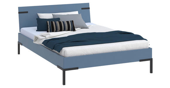 BETT 140/200 cm  in Blau  - Blau/Schwarz, Design, Holzwerkstoff/Metall (140/200cm) - Xora