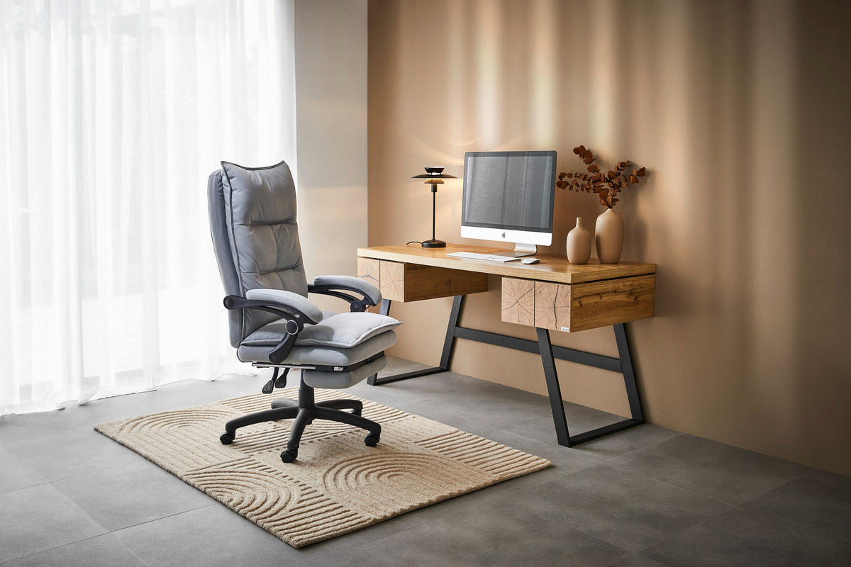 ÍRÓASZTAL  - fekete/tölgyfa, Design, faalapú anyag/fém (150/60/76cm) - Venda
