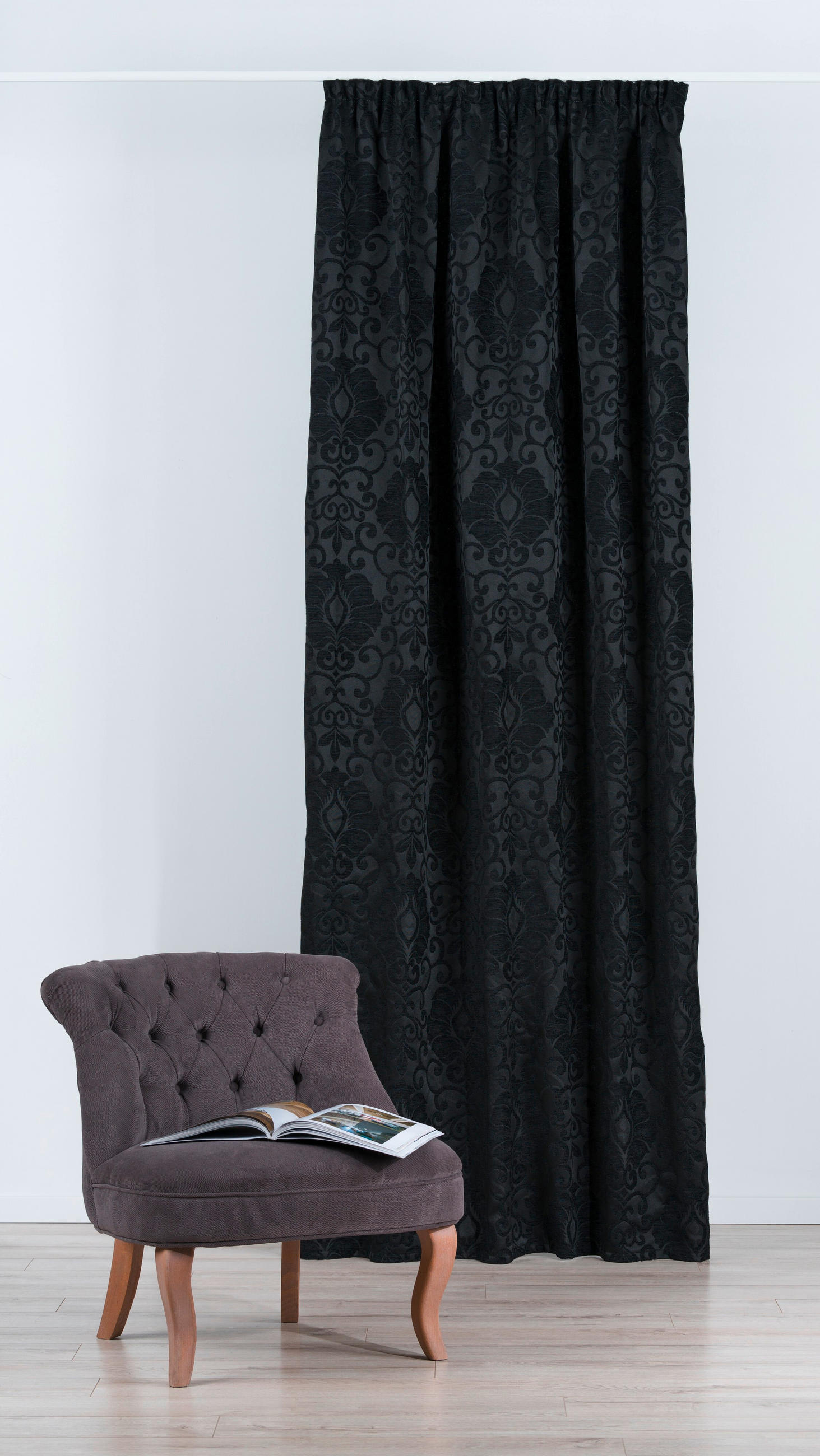 DRAPERIE CONFECȚIONATĂ black-out (nu permite trecerea luminii)  - negru, Basics, textil (140/245cm)