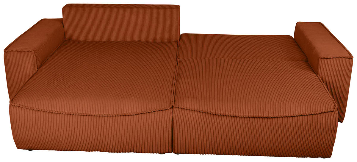 ECKSOFA Rostfarben Cord  - Rostfarben/Schwarz, KONVENTIONELL, Kunststoff/Textil (148/265cm) - Carryhome