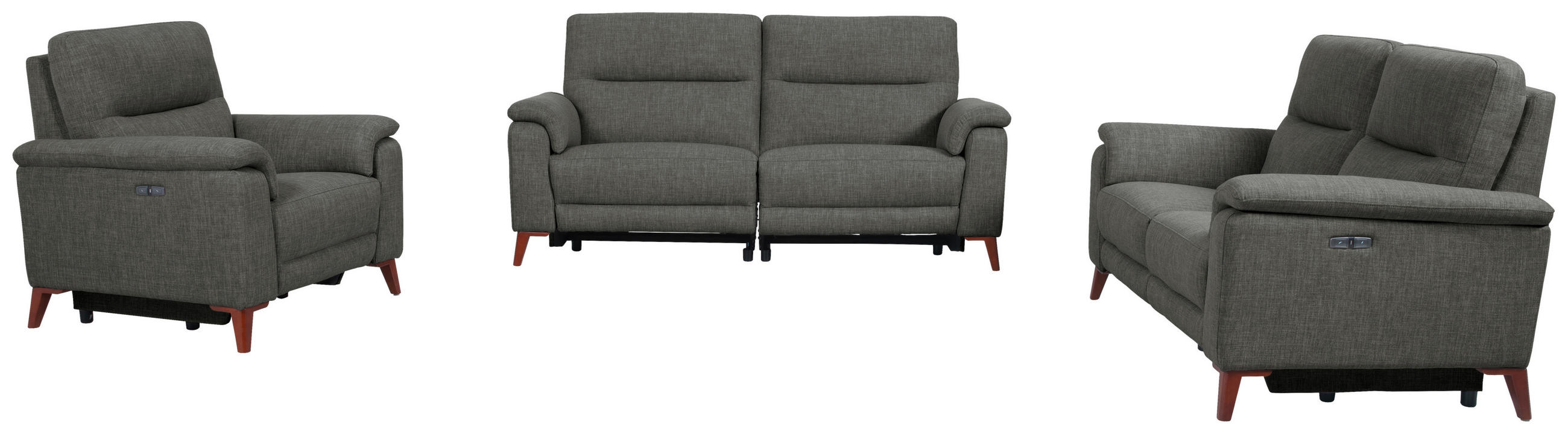 SITZGARNITUR Webstoff Dunkelgrau  - Dunkelgrau/Schwarz, MODERN, Textil/Metall - Livetastic