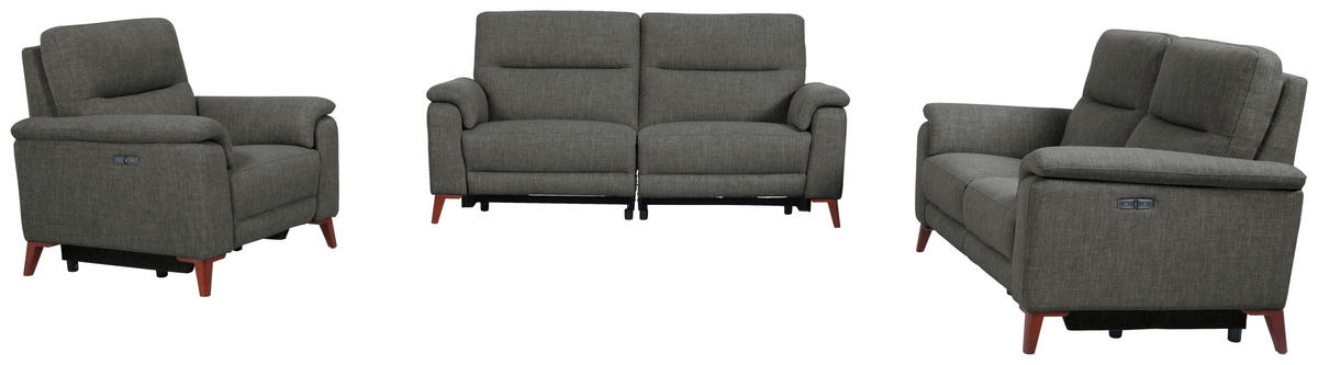 SITZGARNITUR Webstoff Dunkelgrau  - Dunkelgrau/Schwarz, MODERN, Textil/Metall - Livetastic