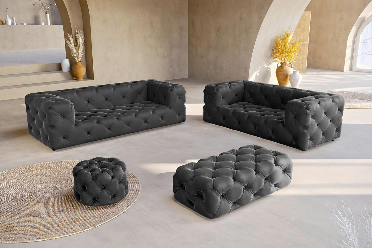 HOCKER in Textil Schwarz  - Schwarz, Design, Kunststoff/Textil (60/39/60cm) - P & B