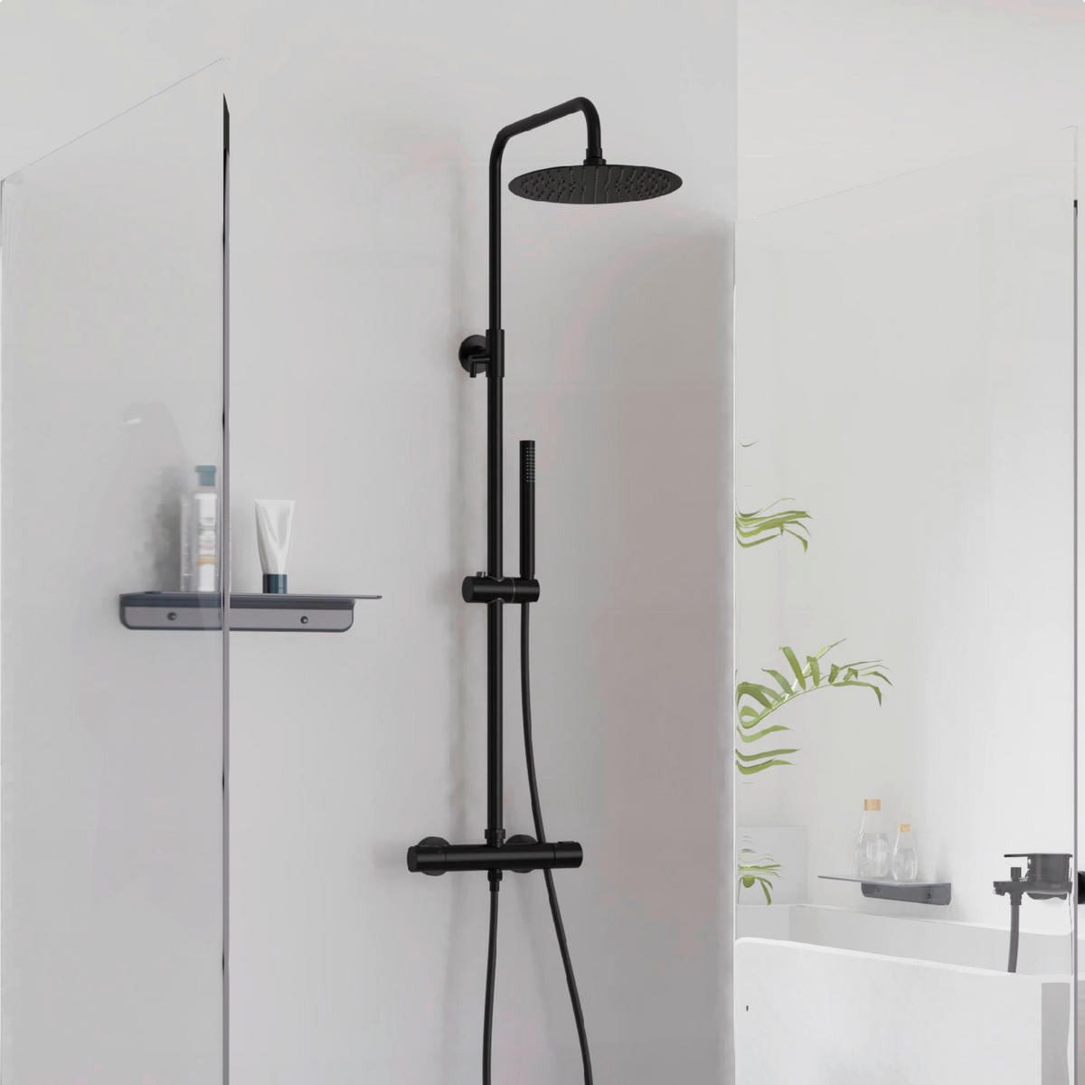 ÜBERKOPFBRAUSESET  - Schwarz, Design, Metall (27,5/126,5/34cm) - Schütte