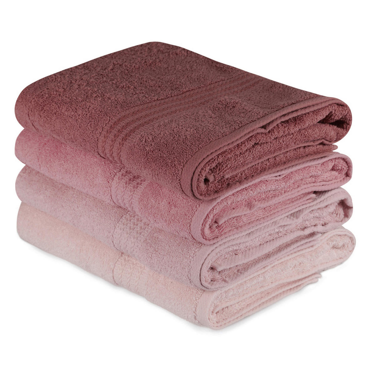 DUSCHTUCHSET 70/140 cm 4-teilig  - Pink/Hellrosa, Basics, Textil (70/140cm)