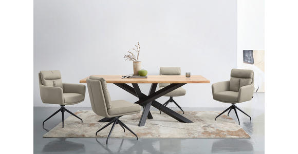ARMLEHNSTUHL in Eisen Mikrofaser - Taupe/Schwarz, Design, Textil/Metall (62/89,5/65cm) - Novel