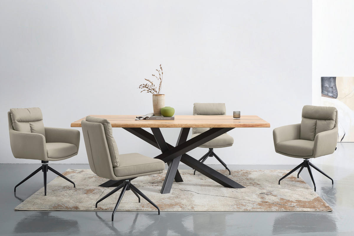 ARMLEHNSTUHL  in Eisen Mikrofaser  - Taupe/Schwarz, Design, Textil/Metall (62/89,5/65cm) - Novel
