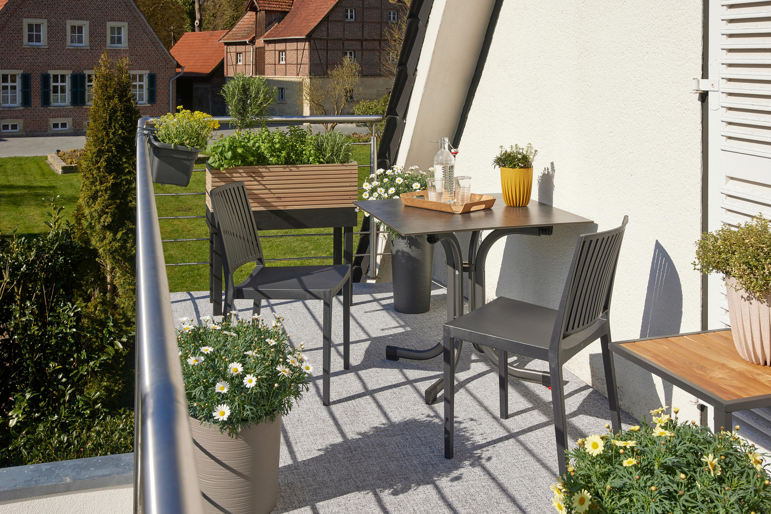 GARTENGARNITUR 5-teilig  - Anthrazit, Basics, Holzwerkstoff/Kunststoff (57cm) - Siena Garden